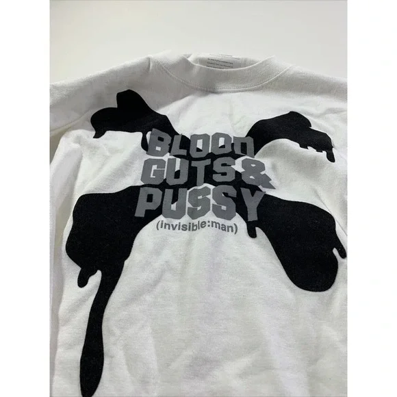 Comfortable Chaos Insanity Mens White T Shirt Sz XL‎ Blood Guts & Invisible Man